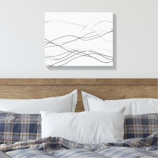 Stroom van Lijnen – Minimalistische Abstracte Zwar Canvas Afdruk