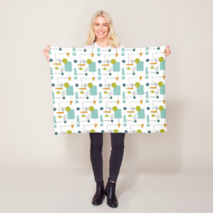 Stroomdiagram Geometrisch Mid Century-patroon Fleece Deken