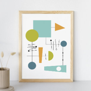 Stroomdiagram Geometrische Vormen Mid Century Kuns Poster
