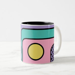 Stroomlijn moderne retro stijl geometrisch ontwerp tweekleurige koffiemok