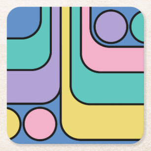 Stroomlijn moderne retro stijl geometrisch ontwerp vierkante kartonnen onderzetter