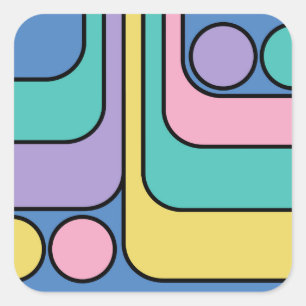 Stroomlijn moderne retro stijl geometrisch ontwerp vierkante sticker