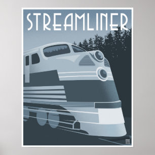 Stroomlijnde trein poster