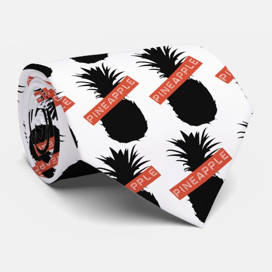 Stropdas anananas Wit (Opgerold)