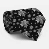 Stropdas Autumn Maple Leaf - Obsidian (Opgerold)