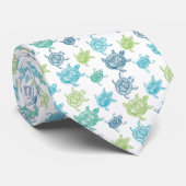 Stropdas blauw en groen draaienpatroon (Opgerold)