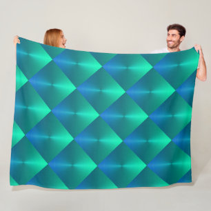 Stropdas Blauw en Groen Shimmer Blokken Fleece Deken