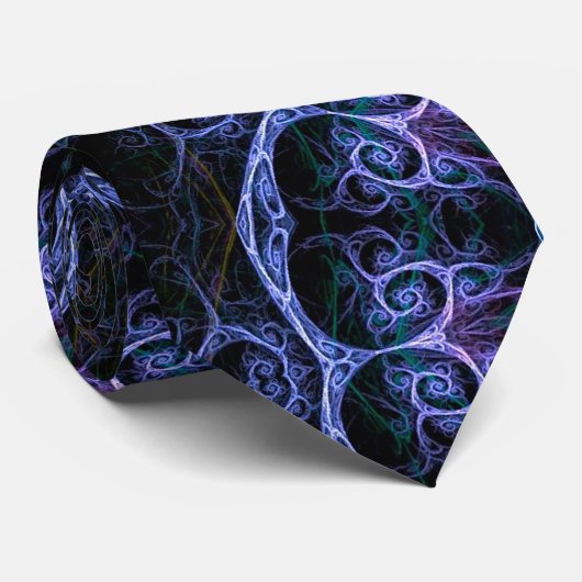 Stropdas Blauw en Roze fractal Pattern (Opgerold)