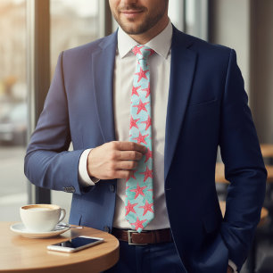 Stropdas blauw marien Zee Ocean Star