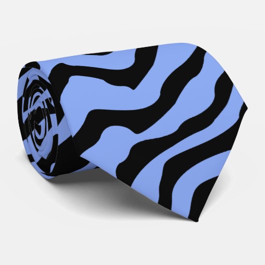Stropdas Blauwe en zwarte zebra afdrukken (Opgerold)