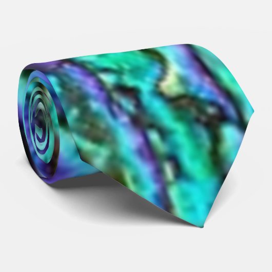 Stropdas Bright Blue Green Paua Abalone Shell (Opgerold)