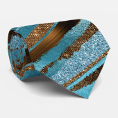 Stropdas bruin en blauw glitter (Opgerold)