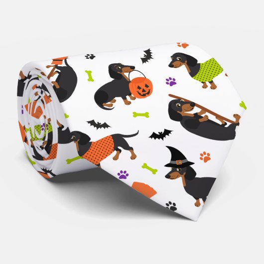 Stropdas Dachshund Halloween (Opgerold)