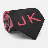 Stropdas Dalmatiaans zwart-wit en rood afdrukken (Opgerold)