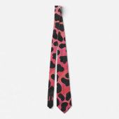 Stropdas Dalmatiaans zwart-wit en rood afdrukken (Achterkant)