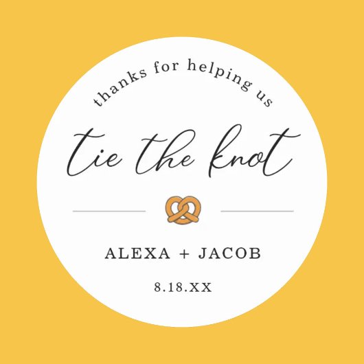 Stropdas de knoop Pretzel bruiloft gunst Bedankt L Ronde Sticker