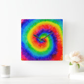 Stropdas Die Rainbow in Alcohol Ink Vierkante Klok (Huis)