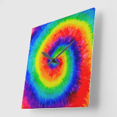 Stropdas Die Rainbow in Alcohol Ink Vierkante Klok (Hoek)