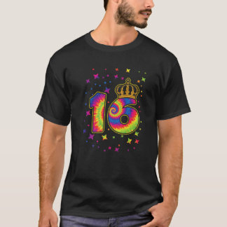Stropdas-Dye 16e verjaardag 16 jaar oude feestdag T-shirt