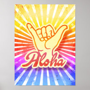  Stropdas-Dye Aloha Hang Loose Shaka Hand Poster