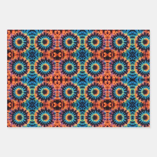 Stropdas-Dye Colofull Mandala Hippie Set van 3 Inpakpapier Vel (Voorkant)