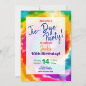 Stropdas-Dye Colorful Fun Birthday Invitation Kaart (Voorkant)