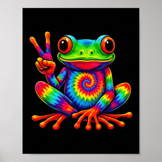 Stropdas-dye Frog Peace Sign Hippie Voor Mannen Vr Poster (Voorkant)