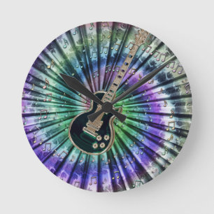 Stropdas-Dye Music Musicians Electric Guitar Clock Ronde Klok