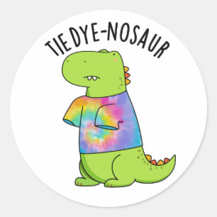 Stropdas-dye-nosaur Funny Dinosaur Pun Ronde Sticker