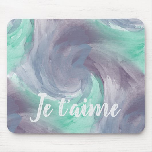 Stropdas-Dye Paarse Green Painterly Waterverf in L Muismat (Voorkant)