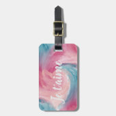 Stropdas-Dye Pink en Blue Painterly Waterverf in L Bagagelabel (Voorkant verticaal)
