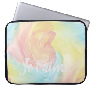 Stropdas-Dye Retro Pastel Painterly Waterverf in L Laptop Sleeve