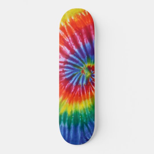 Stropdas-Dye Spiral Swirl - Regenboog Skateboard (Voorkant)