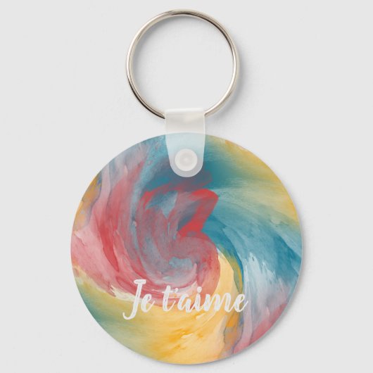 Stropdas-Dye Vette kleuren Painterly Waterverf in Sleutelhanger (Voorkant)