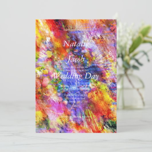 Stropdas-Dye Wedding Invitation (Staand voorkant)