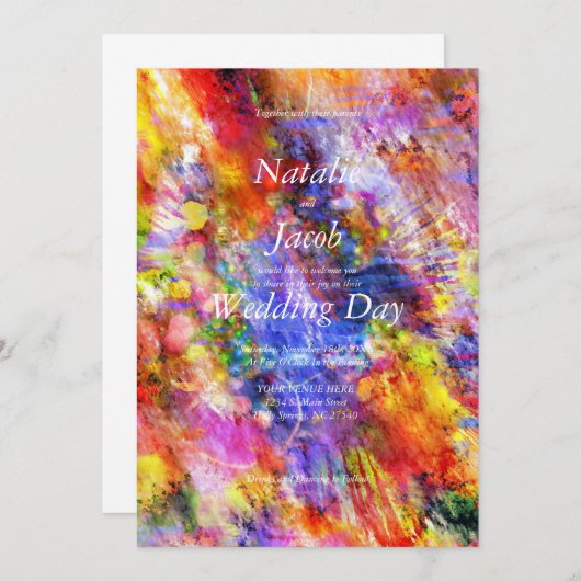 Stropdas-Dye Wedding Invitation (Voorkant / Achterkant)