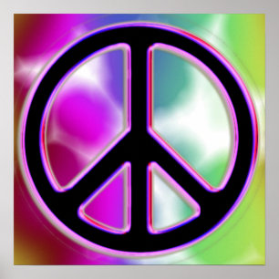 Stropdas Dyed Peace Sign Poster