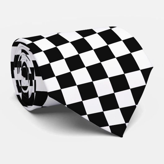 Stropdas Emo B&W-checkboard (Opgerold)