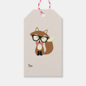 Stropdas en bril Hipster Brown Fox Cadeaulabel (Voorkant)