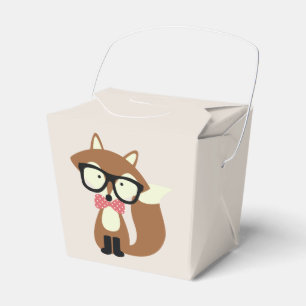 Stropdas en bril Hipster Brown Fox gepersonaliseer Bedankdoosjes