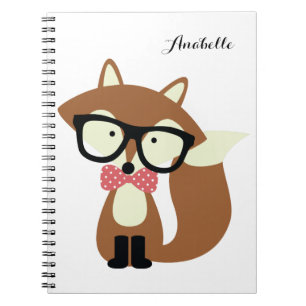 Stropdas en bril Hipster Brown Fox gepersonaliseer Notitieboek