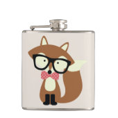 Stropdas en bril Hipster Brown Fox Heupfles (Voorkant)