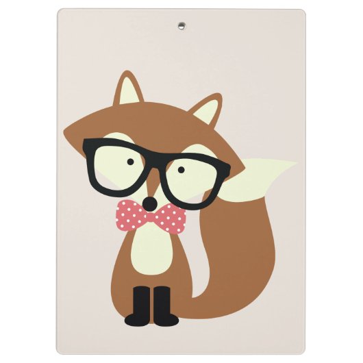 Stropdas en bril Hipster Brown Fox Klembord (Achterkant)