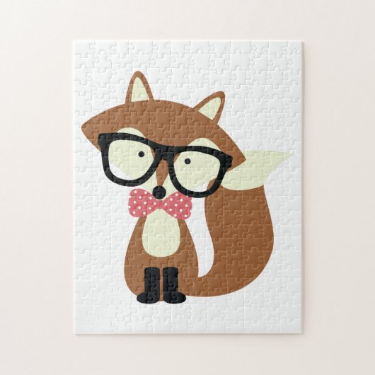 Stropdas en bril Hipster Brown Fox Legpuzzel (Verticaal)