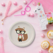 Stropdas en bril Hipster Brown Fox Papieren Bordje (Feest)