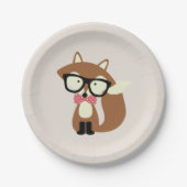 Stropdas en bril Hipster Brown Fox Papieren Bordje (Voorkant)
