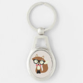 Stropdas en bril Hipster Brown Fox Sleutelhanger (Voorkant)