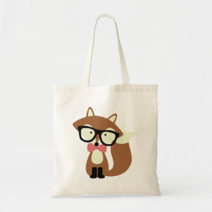 Stropdas en bril Hipster Brown Fox Tote Bag