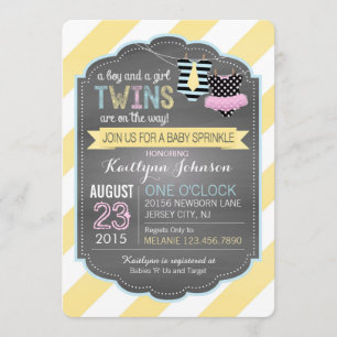 Stropdas en Tutu Twins Baby Sprinkle Kaart