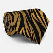 Stropdas Exotic Gold Black Animal Stripe Print (Opgerold)